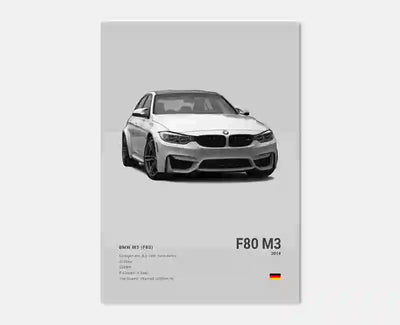 Affiche Murale BMW Motorsport Haute Définition - Fond Noir Blanc Gris - vue rapprochée - Becquet Voiture