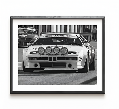 Affiche Noir Et Blanc Vintage BMW M1 Procar - vue de face - Becquet Voiture