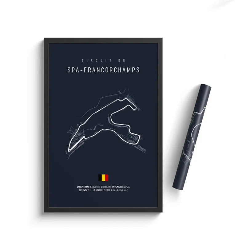 Affiche Spa-Francorchamps Raidillon Eau Rouge poster circuit - vue de face - Becquet Voiture