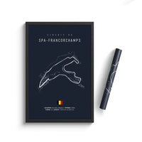 Affiche Spa-Francorchamps Raidillon Eau Rouge poster circuit - vue de face - Becquet Voiture