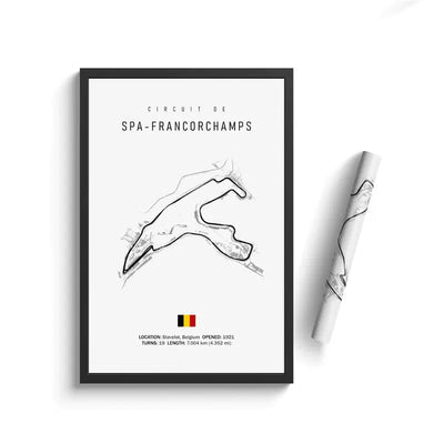 Affiche Spa-Francorchamps Raidillon Eau Rouge poster circuit - vue de profil - Becquet Voiture
