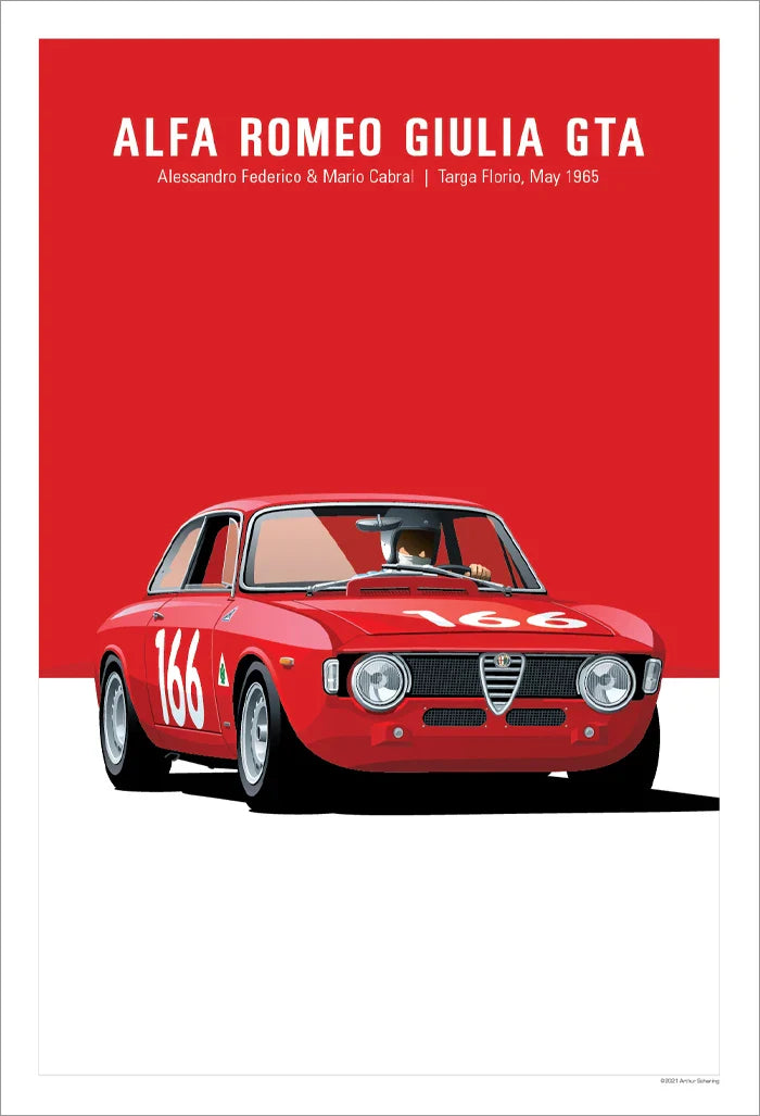 Affiche toile Alfa Romeo Giulia GTA vintage - vue de face - Becquet Voiture