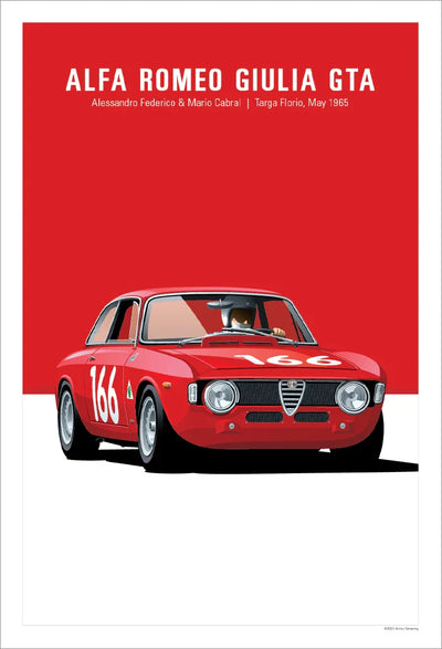 Affiche toile Alfa Romeo Giulia GTA vintage - vue de face - Becquet Voiture