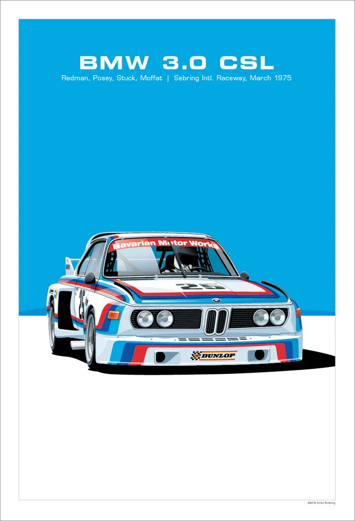 Affiche toile BMW 3.0 CSL Alpina Endurance - vue de face - Becquet Voiture