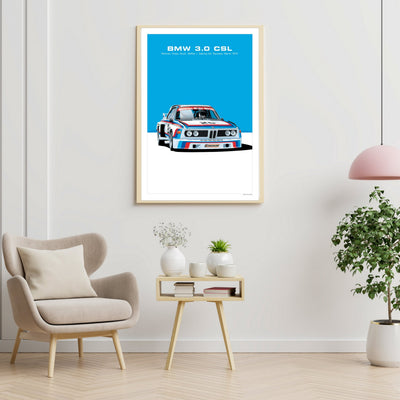 Affiche toile BMW 3.0 CSL Alpina Endurance - vue de profil - Becquet Voiture