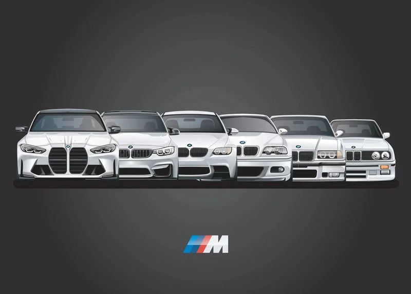 Leinwandposter BMW M3 Generationen Motorsport - im Einsatz - Becquet Voiture