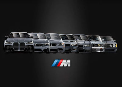 Affiche toile BMW M3 Générations Motorsport - packshot studio - Becquet Voiture