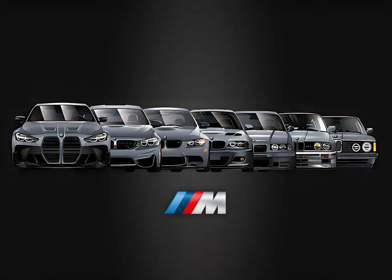 Leinwandposter BMW M3 Generationen Motorsport - Studio-Packshot - Becquet Voiture