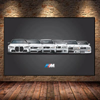Leinwandposter BMW M3 Generationen Motorsport - Rückansicht - Becquet Voiture