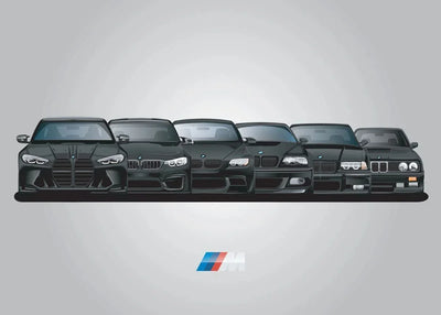 Affiche toile BMW M3 Générations Motorsport - vue de face 2 - Becquet Voiture