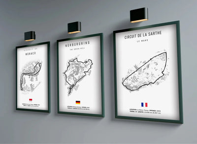 Affiche toile circuits F1 Le Mans Nürburgring Spa Monaco - vue arrière - Becquet Voiture