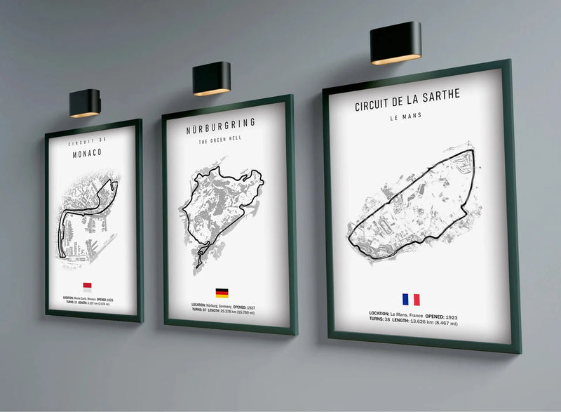 Canvas poster F1 circuits Le Mans Nürburgring Spa Monaco - rear view - Becquet Voiture