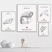 Canvas poster F1 circuits Le Mans Nürburgring Spa Monaco - three-quarter view - Becquet Voiture
