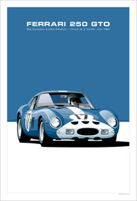 Ferrari 250 GTO 1962 Le Mans Classic Canvas Poster - side view - Becquet Voiture