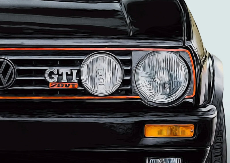 VW Golf 2 GTI Youngtimer Canvas Poster - fitted on vehicle - Becquet Voiture