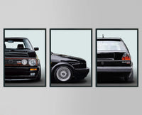 VW Golf 2 GTI Youngtimer Canvas Poster - studio packshot - Becquet Voiture