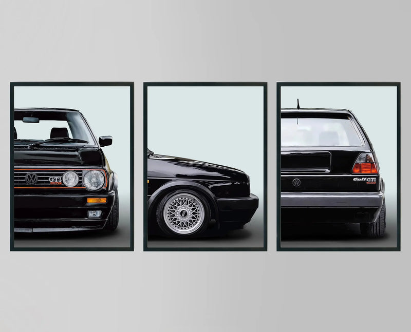 VW Golf 2 GTI Youngtimer Canvas Poster - studio packshot - Becquet Voiture