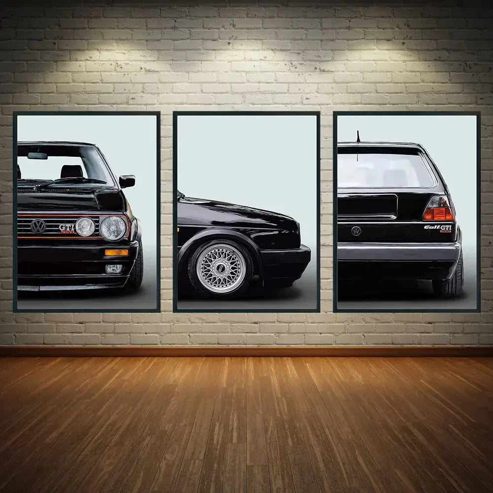 Affiche toile VW Golf 2 GTI Youngtimer - vue de face - Becquet Voiture