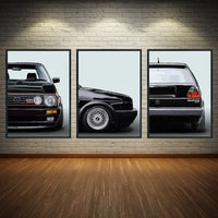 VW Golf 2 GTI Youngtimer Canvas Poster - front view - Becquet Voiture