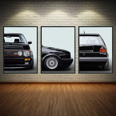 Affiche toile VW Golf 2 GTI Youngtimer - vue de face - Becquet Voiture
