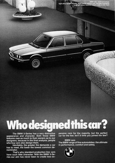Affiche vintage BMW publicitaire poster toile classique - vue de profil 2 - Becquet Voiture