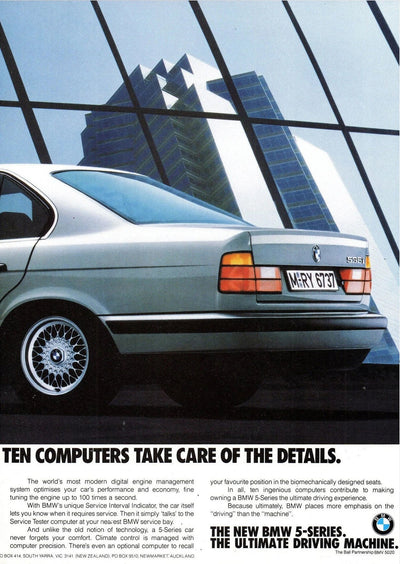 Affiche vintage BMW publicitaire poster toile classique - vue rapprochée - Becquet Voiture