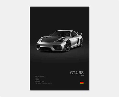 Affiche Voiture en Toile Porsche 911 GT3 RS Turbo GT2 RS - détail du montage 2 - Becquet Voiture