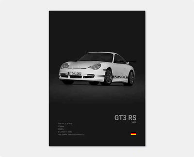 Affiche Voiture en Toile Porsche 911 GT3 RS Turbo GT2 RS - détail du montage - Becquet Voiture