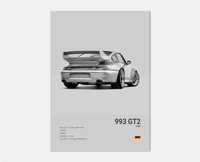 Affiche Voiture en Toile Porsche 911 GT3 RS Turbo GT2 RS - en situation 3 - Becquet Voiture