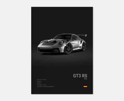 Affiche Voiture en Toile Porsche 911 GT3 RS Turbo GT2 RS - vue de face 2 - Becquet Voiture