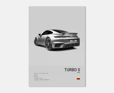Affiche Voiture en Toile Porsche 911 GT3 RS Turbo GT2 RS - vue de trois-quarts 3 - Becquet Voiture