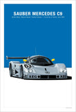 Affiche Voiture Mercedes Sauber C9 Poster Toile 24h Du Mans Classic