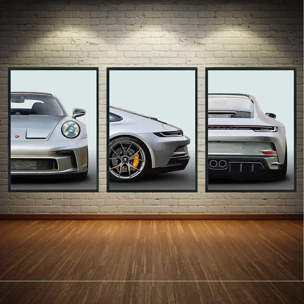 Affiche Voiture Porsche 911 GT3 992 Touring Poster Toile - vue de face - Becquet Voiture