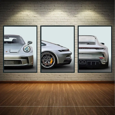 Affiche Voiture Porsche 911 GT3 992 Touring Poster Toile - vue de face - Becquet Voiture