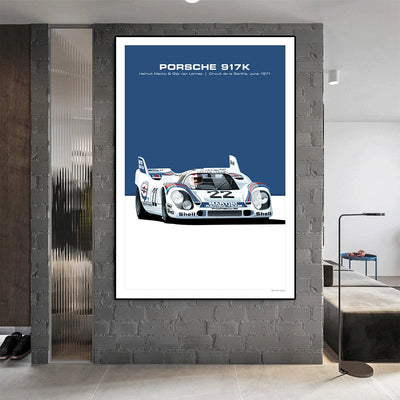 Affiche Voiture Porsche 917 908 935 956 Poster Toile 24h Du Mans - vue arrière - Becquet Voiture