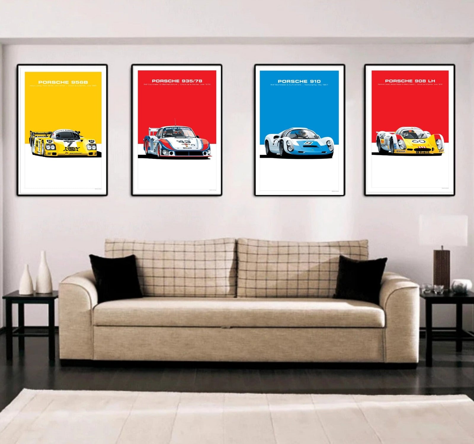 Affiche Voiture Porsche 917 908 935 956 Poster Toile 24h Du Mans - vue de face - Becquet Voiture