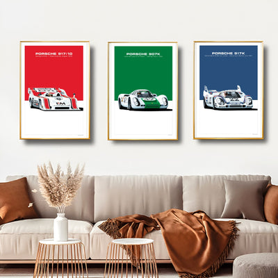 Affiche Voiture Porsche 917 908 935 956 Poster Toile 24h Du Mans - vue de profil - Becquet Voiture