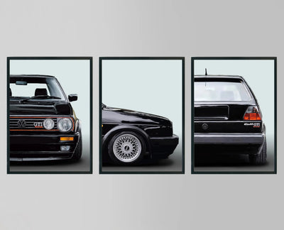 Affiche Voiture VW Golf 2 GTI Poster Toile Youngtimer - packshot studio - Becquet Voiture