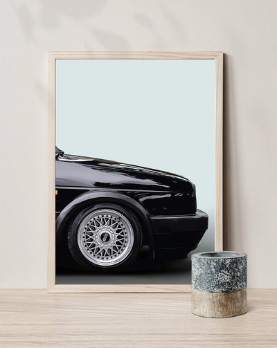 Affiche Voiture VW Golf 2 GTI Poster Toile Youngtimer - vue arrière - Becquet Voiture