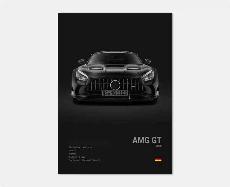 Affiches Voitures Murales Mercedes AMG 30x40cm 40x60cm 50x70cm - vue de profil 2 - Becquet Voiture
