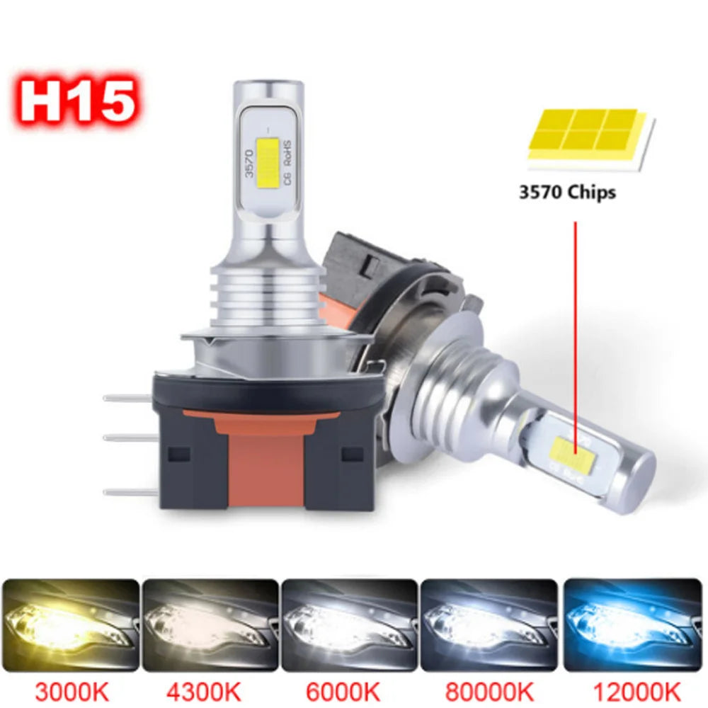 Ampoule LED H4 H7 H15 Universelle 30000LM Phare Auto - vue de face - Becquet Voiture