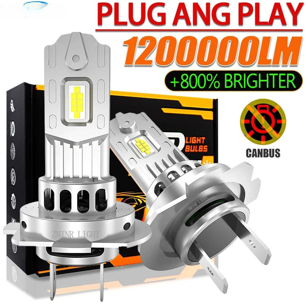 Ampoule LED H4 H7 Universelle Phare Voiture CANBUS - vue de face - Becquet Voiture