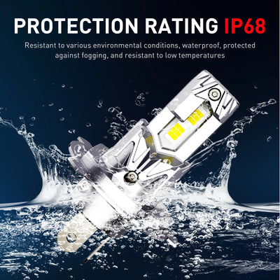 Ampoule LED Phare Mini Sans Fil H7 H4 6500K Universelle - installé sur véhicule - Becquet Voiture