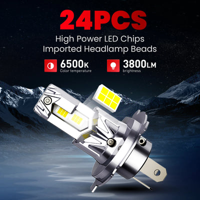 Ampoule LED Phare Mini Sans Fil H7 H4 6500K Universelle - vue de profil - Becquet Voiture