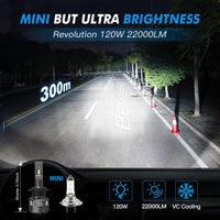 Volkswagen H7 120W 22000LM Canbus 6000K LED Bulb - side view - Becquet Voiture