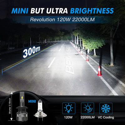 Ampoule LED Volkswagen H7 120W 22000LM Canbus 6000K - vue de profil - Becquet Voiture