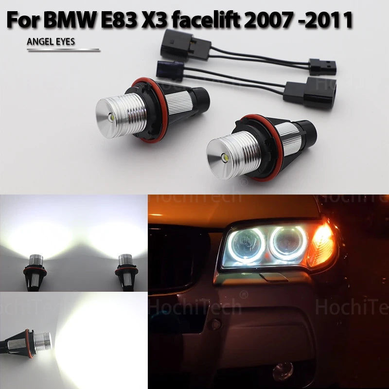 Ampoules LED Angel Eyes 6000K BMW X3 E83 2007-2011 - packshot studio - Becquet Voiture