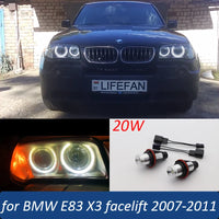 Ampoules LED Angel Eyes 6000K BMW X3 E83 2007-2011 - vue de face - Becquet Voiture
