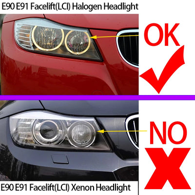 Ampoules LED Angel Eyes 60W BMW Série 3 E90 E91 LCI - vue de profil - Becquet Voiture