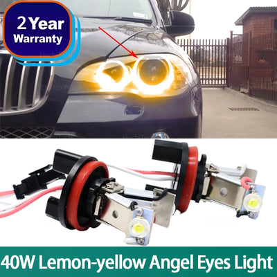 Ampoules LED Angel Eyes BMW Série 1 3 5 X5 X6 - vue de face - Becquet Voiture